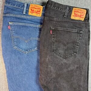 Bundle: 2 Levis 501 Button Fly Jeans Straight Leg 42 Waist Black and Medium Wash